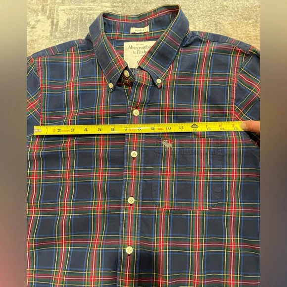Abercrombie & Fitch Men’s Shirt XXL Blue Button Down Muscle Fit Preppy Plaid Y2K - Picture 10 of 10